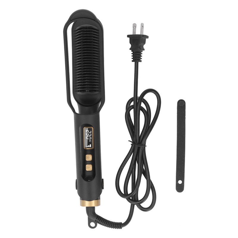 LED Hair Straightening Brush Negative Ion Adjustable Temperature Automatic Straight