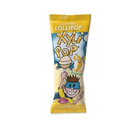 miradent XyliPOP® Banana Bonboniere 50 x 6 g Individually Packed Sugar-Free Lollipop Sweetened with Xylitol Teeth Mineralising Fruity Taste Vegan