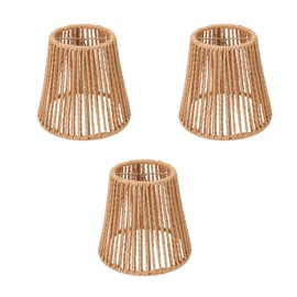 3 Pack Rattan Lampshade, Farmhouse Woven Lampshade Replacement, Boho Lampshade, Boho Bell Lampshade for Table Lamps, Floor Lamps, Pendant Light (3.5 x 5.5 inches)