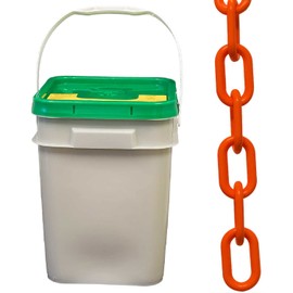 Mr. Chain Plastic Barrier Chain Pail, Traffic Orange, 3-Inch Link Diameter, 70-Foot Length (80013-P)