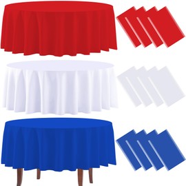 CUUSNNY 12 Pack 4th of July Tablecloths, Red White and Blue Tablecloth