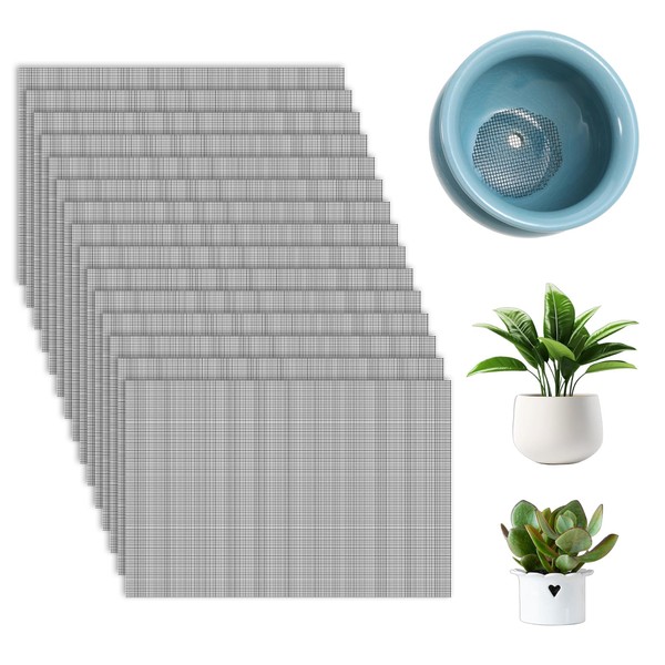 15 PCS Flower Pot Hole Mesh Pad, 11.8x7.8 Inch Plant