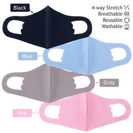 TK FASHION MASK Kids Washable Reusable Face Mask Comfortable Set of 3 or 4 Colors 4 SET (No Image)