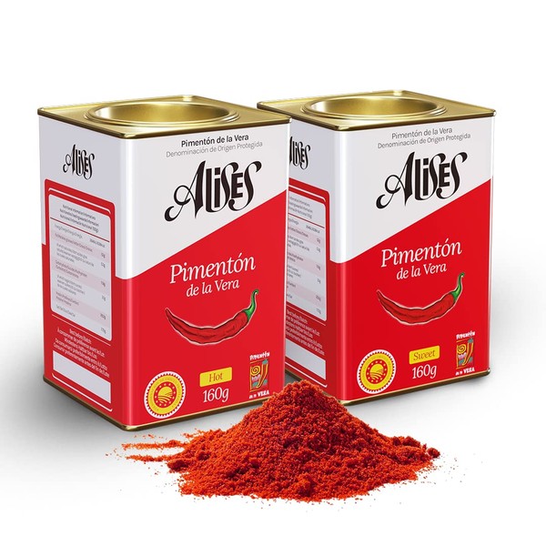 Smoked Paprika Powder Vera D.O.P. - Sweet and Spicy Double Pack (2 x 160 g Cans) Pimentón