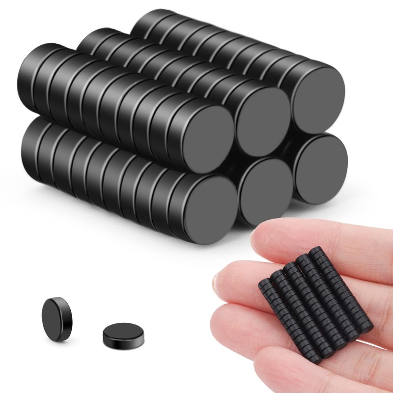 TRYMAG Small Magnets 60Pcs, Multi-Use Premium Epoxy Coating Tiny Black