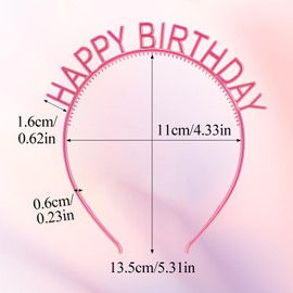 ZIRICHER Happy Birthday Headband Glitter Birthday Girls Headband,Candy Color Plastic Birthday Hairbands Crown Hair Hoops,Shiny Birthday Head Boppers for Women Adult Kids Birthday Headwear Accessories