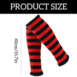 BQRKOTM 1 Pair Women's Long Leg Warmers Women Girls Winter Crochet Knitted Leg Warmers Leg Warmers Knee Socks Legwarmers Goth Lolita Accessories - Red and Black Stripes