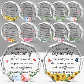 Geelin 12 Pcs Employee Appreciation Gifts Coworker Thank You Gifts Acrylic Award Plaque Inspirational Paperweight May You Be Proud of The Work You Do Sign for Retirement Goodbye Farewell(Nonagon)