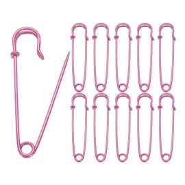 HARFINGTON 20pcs Safety Pins 3 Inch (75mm) Baked Paint Steel Large Safety Pin Heavy Duty Sewing Safety Pins Bulk for Clothes Sewing Arts DIY Crafts, Rose Red