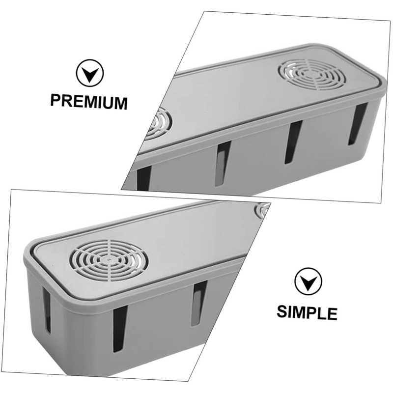 SHINEOFI Plug Receiving Box for Desktop Grey Cable Organizer Lid