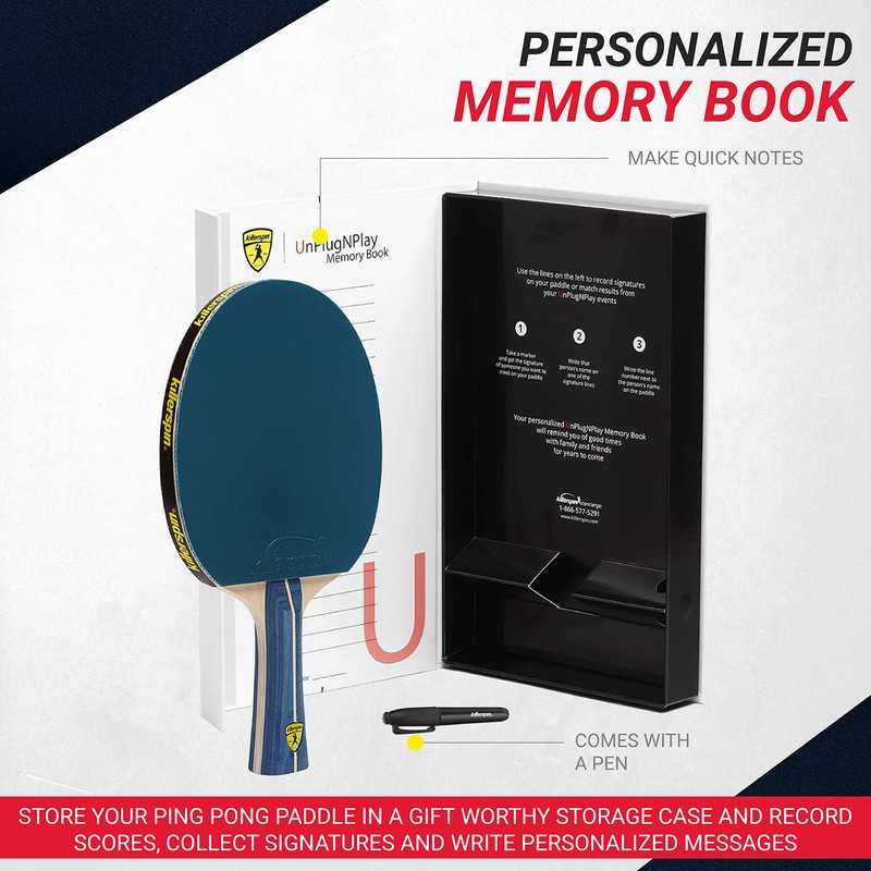 Killerspin Recreational Ping Pong Paddle, Table Tennis Racket With Wood