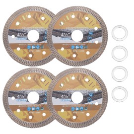 HARFINGTON 4pcs Diamond Saw Blade 4-1/2" Dia 7/8" Arbor Circular Cutting Wheel with 7/8" to 5/8" Arbor Adapter Reducer Ring for Masonry Tile Marble Ceramics Concrete Cement Brick, Orange