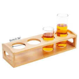 PH PandaHall Shot Glass Holder, Wine Glasses Organizer Racks Wood Shot Glass Holder Shot Glasses Serving Tray Party Server Bar Accessories with 2.36" Hole for 4 Cups, Bar, Pub, Club