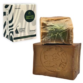 GREEN FADEL Aleppo Soap Original 1 x 200 g, Aleppo Soap Olive Oil & Laurel Oil, Olive Oil Soap, Core Soap, Natural Soap, Aleppo Soap, Handmade, Vegan, Natural Care for Face & Body