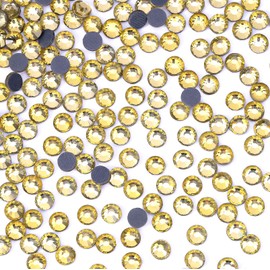576Pcs SS30 Light Yellow Hot Fix Rhinestones Crystal Glass Diamonds for Clothes Fabric Shirts Tumblers Sparkly Decoration Flat Back Round (6.5MM Bulk)