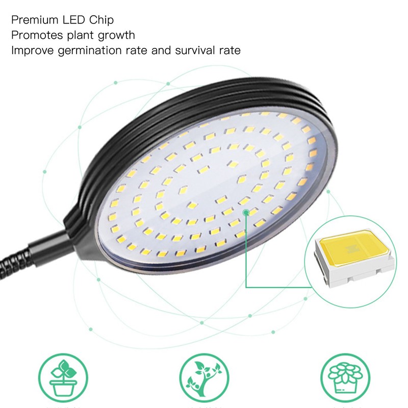Plant Grow Light Timing 5 Dimmable Levels Waterproof Dual Head