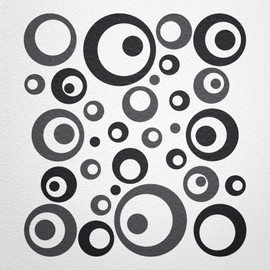 WANDfee® Wall Tattoo, Circles, Dots, 50 Stickers, Colour Choice For Children's Bedroom, Living Room, Hallway, Bathroom, Kitchen, Tile Stickers, black
