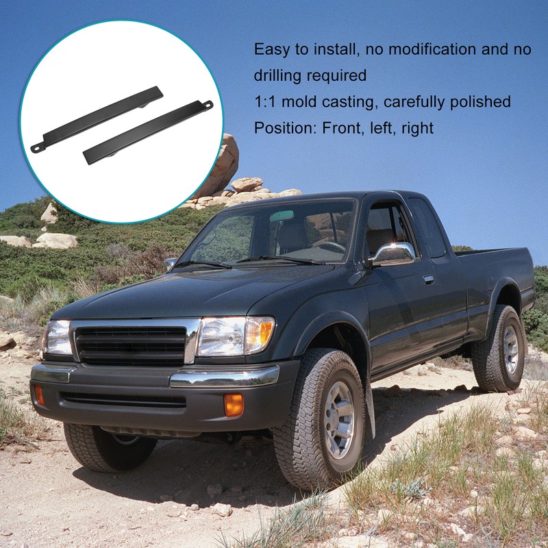 Front Bumper Headlight Trim Panels Black 1 Pair Replacement for