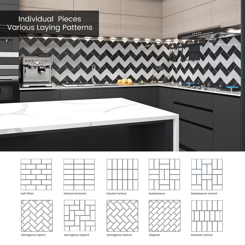 Adedeo Peel and Stick Glass Subway Tiles, 3 x 6