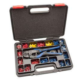 Eastwood Crimp-Right Solderless Connector Crimping Kit Ferrule Crimper Plier Wire Stripper & Connectors Terminal Crimp Tool Kit Wiring Projects Electrical Repairs