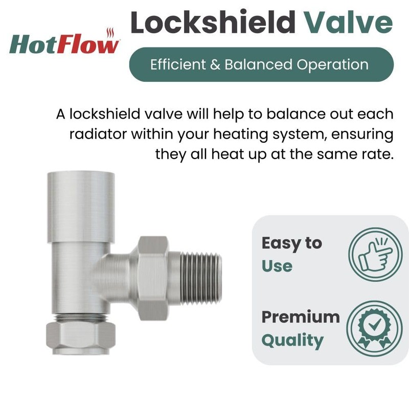 Hot Flow Satin Nickel Angled Modern TRV Thermostatic Radiator Valve