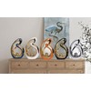 2 PCS White Gold Decor Accent Ceramic Statue White Mid