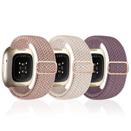 3 Pack Soft Elastic Braided Nylon Strap, Adjustable Replacement Wristbands for Multiple Smartwatches, Lightweight Sport Bands for Men and Women