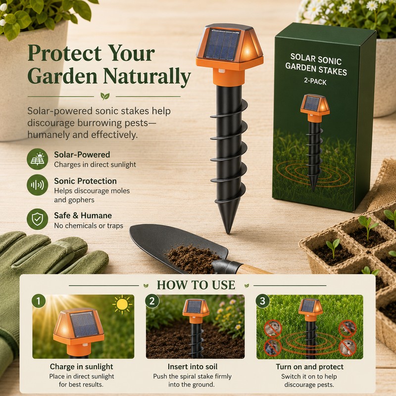 Solar Animal Repeller for Outdoor Pest Deterrence – Ground Stake
