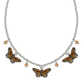 Bamboo Luxury Monarch 3 Piece Cloisonne Crystal Necklace