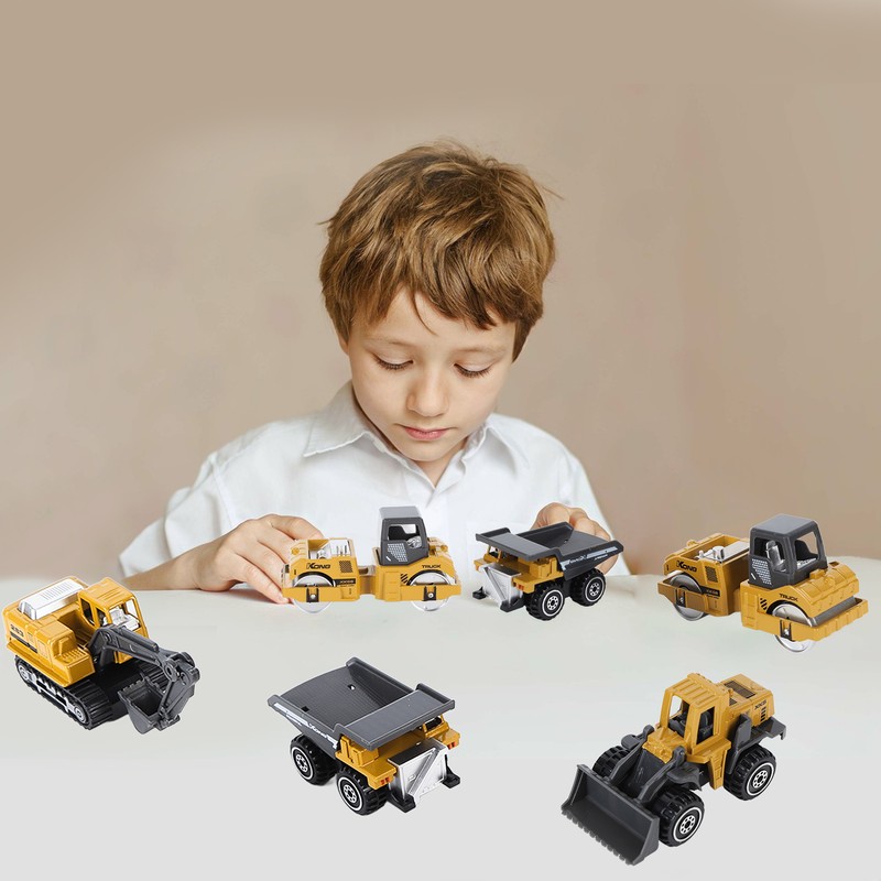 6pcs 1:64 Construction Vehicle Toy Mini Decoration Alloy Construction Vehicle