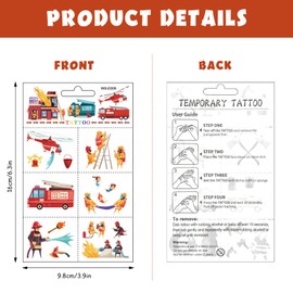 Rienan 25 Sheets Fire Brigade Tattoo Children, Fire Brigade Children's Tattoos, Skin-friendly Fire Brigade, Fireman Temporary Tattoo for Girls and Boys, Party Bags, Children's Birthday Gifts, Party