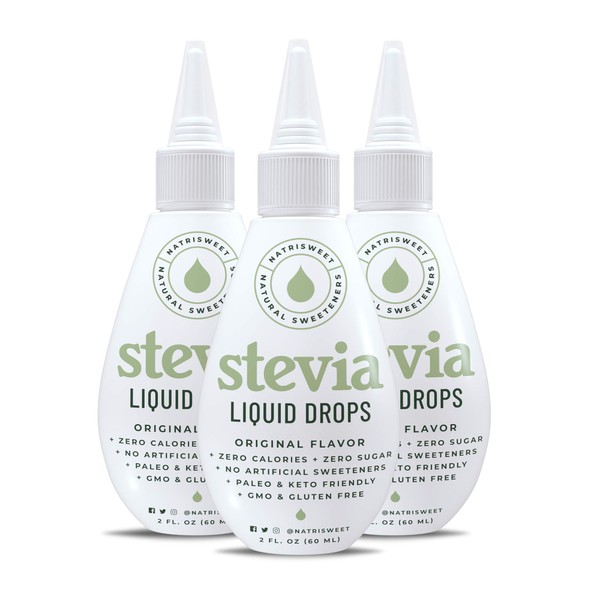 NatriSweet Stevia Liquid Drops sabor original – Paquete de 3 – 60 ml