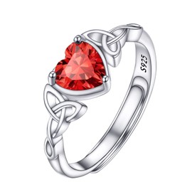 PROSILVER Promise Ring Ruby Ring Celtic Rings for Women Ladies' Silver Rings July Birthstone Rings