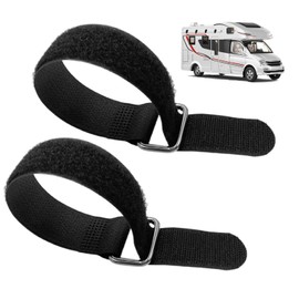 RJLCTH 2 Pcs RV Awning Pull Strap Tie Down Kit, Securing Your Motorhome Shade Arms Protect Against Wind and Travel for Trailers and RV Awning Accessories(11.8X1 in, Black)