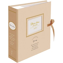 Nakabayashi 1PLW-201-2-V 1PLW-201-2-V Album with Window and Ribbon Pocket Album 200 L Tiers 2 Tier Antique Beige