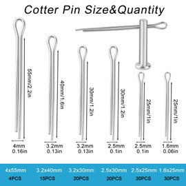 228PCS Cotter Pins Assortment, Hardware Pins, Lock Pin, Split Pins, Retaining Pins R Clips, Stainless Steel Heavy Duty Straight & R Cotter Pins Set for Use On Hitch Pin Lock Systems