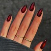 SXVME Uñas acrílicas prensadas en almendra, color negro y rojo