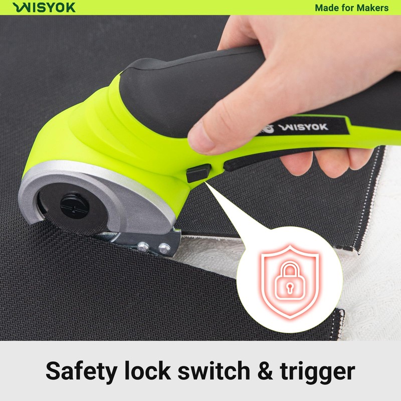 WISYOK Cordless Electric Scissors, 4.2V Rechargeable Cardboard Cutter with Safety