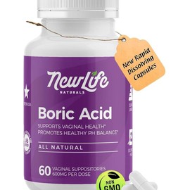 NewLife Naturals "NewLife Naturals - Boric Acid Suppositories for Women - 600mg - Feminine Care - Supports Health | Made in USA | 60 Capsules" - size: 90 Count