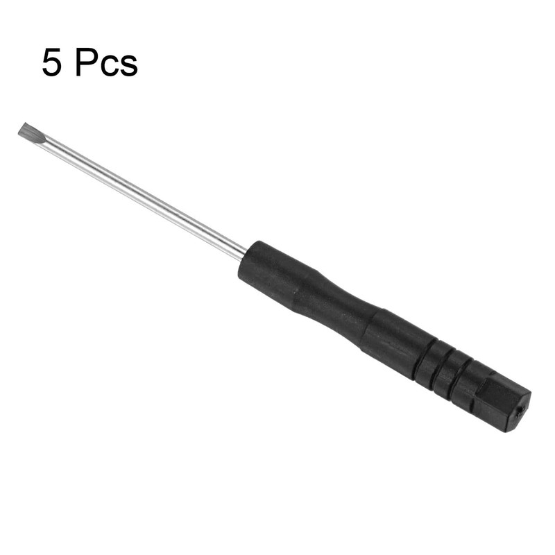 TOP-VIGOR 5pcs Mini Slotted Screwdriver 2mm Flat Head 82mm Length,