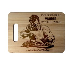 Dexter Cutting Board, This is Where I Murder My Vegetables, Vegan Gifts, Humor, Bamboo Cutting Board, Closing House Gift