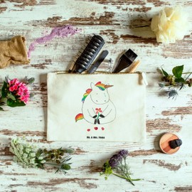 Mr. & Mrs. Panda Schminktasche Einhorn Traurig Grösse XL Große - Geschenk, XXL, Trösten. Freundschaft, Makeup, Blume, Einhorn Deko, Kosmetikbeutel,