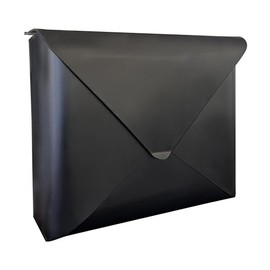 NACH Sleek Envelope Waterproof Wall Mount Mailbox, Large for Outside, Extra Large Capacity, Black, 12.5x4x10 Inches, MB-6950