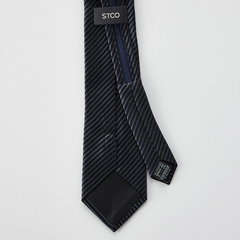 STICO Estico Blackpin Regimental Zipper Tie Navy_SNTVZ67NTN