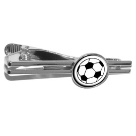 Soccer Ball Round Tie Bar Clip Clasp Tack - Silver
