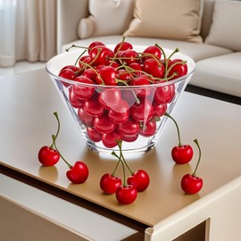 20PCS Realistic Artificial Cherries, Fake Fruit Decor - Lifelike Red Cherry for Kitchen, Party, Wedding, Table Centerpiece, Photography Props, DIY Crafts - Non-Toxic PVC, Bulk Fake Cherries