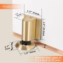 Magnetic Door Stoppers for Bottom of Door, Magnet Floor Door Stop Retractable, Door Holder to Keep Door Open, Suitable for Door Gaps Less Than 1 Inch (25mm) Brushed Gold 1 Pack DS268BG-1
