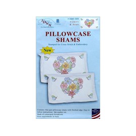 Jack Dempsey JDN1685.589 Pillowcase Sham Flowers & Hearts Pillowcase Sham Flowers&Hearts