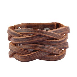 Leather Wristbands for Men Cuff Bracelet Punk Braided Bracelet Leather Wrap Bracelet for Women Gothic Jewelry - Teen, Boys Gifts