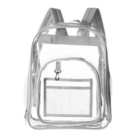 Backpack Schoolbag PVC Waterproof Gray Transparent Large Capacity for School College Student Travel Hiking